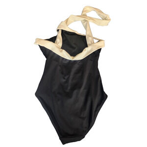 Ralph Lauren Women’s Sz 6 Black Halter Neck One Piece Swimsuit Ruched